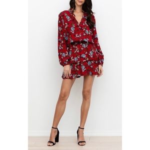 Red floral print dress